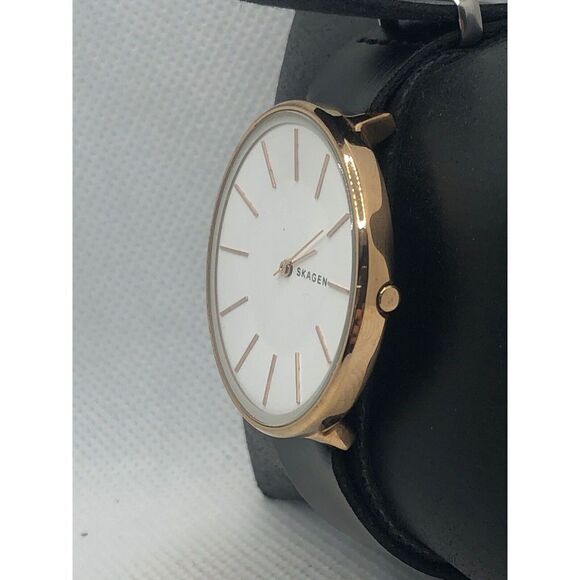Skagen SKW2688 Women's Black Leather Analog White Dial Quartz Wrist Watch KS426 - Picture 2 of 9
